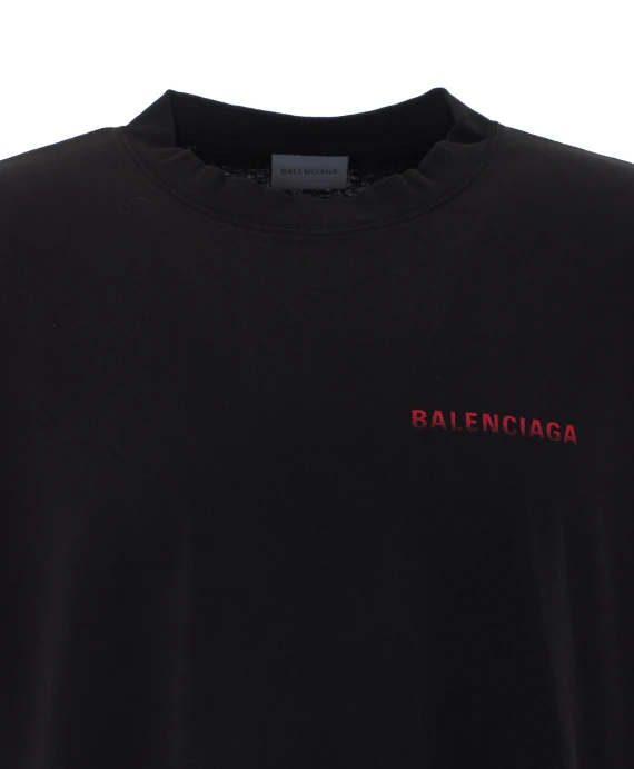 T-shirt nera in cotone Balenciaga