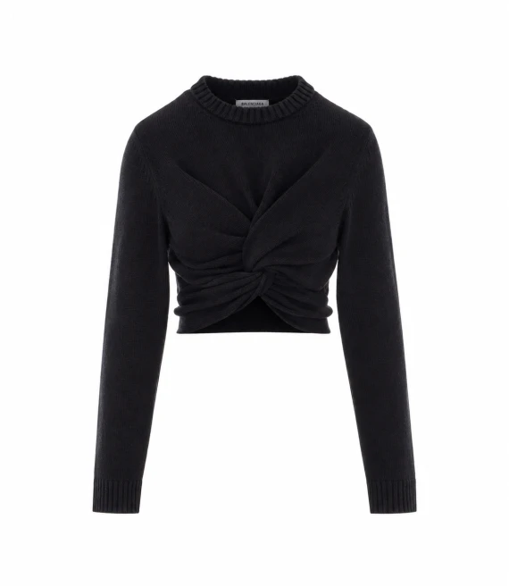 Black Cropped Knot Sweater Balenciaga