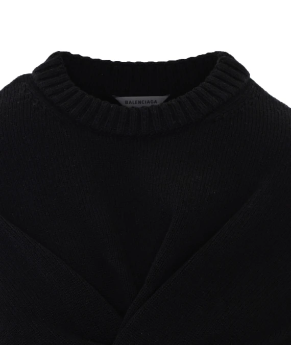 Black wool sweater with knotted front Balenciaga