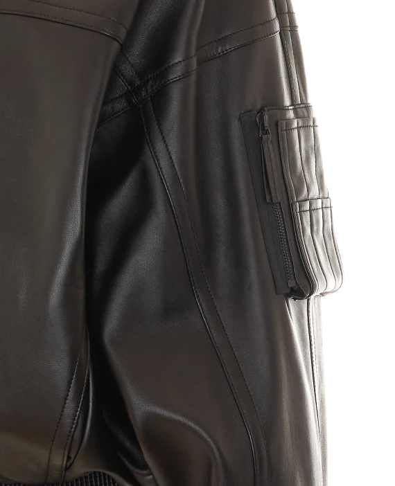 Black Leather Jacket with Zip and Buttons Closure Balenciaga