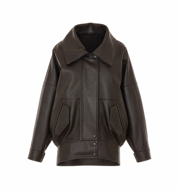 Black leather bomber jacket Balenciaga