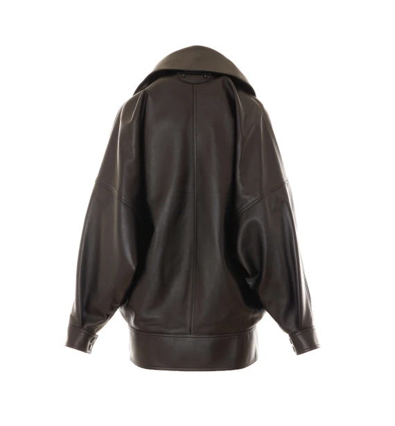 Black leather bomber jacket Balenciaga