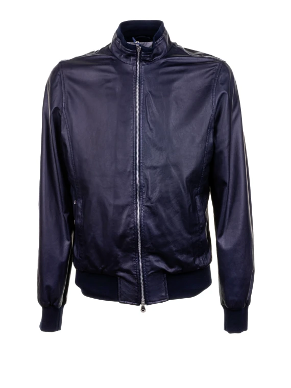 Giacca sportiva in pelle con zip - Taglia 54 - Barba