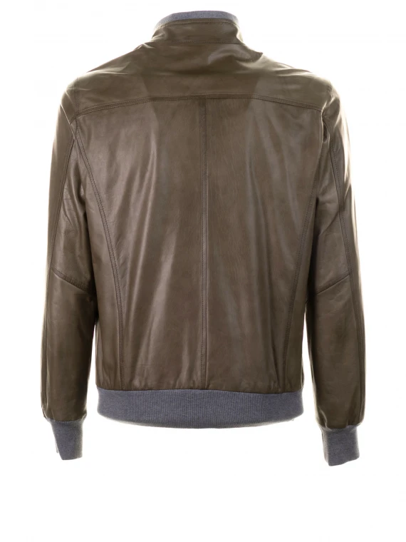 Leather jacket with zip