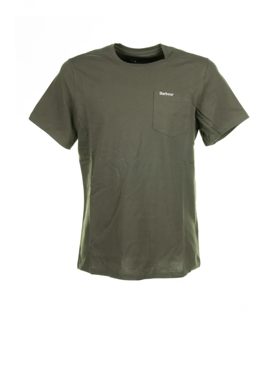 T-shirt verde con taschino e logo