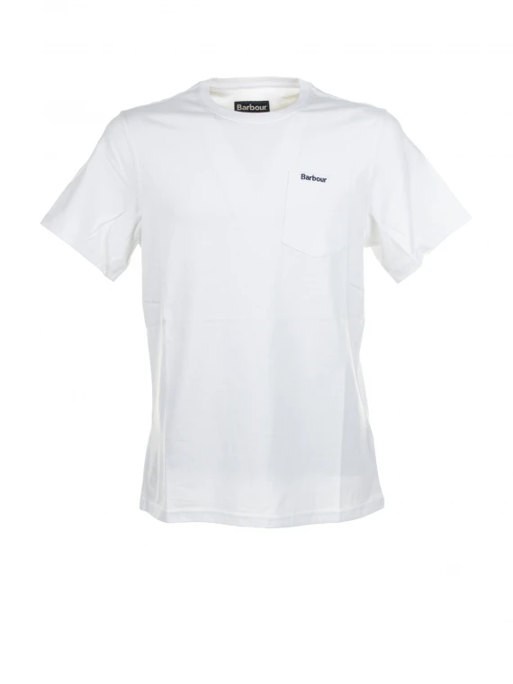 T-shirt bianca con taschino e logo