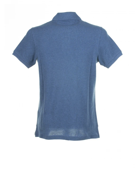 Short-sleeved light blue piqué polo shirt