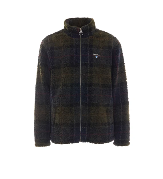 Giacca in pile tartan verde scuro