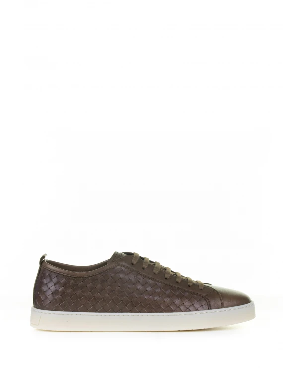 Brown woven leather sneaker