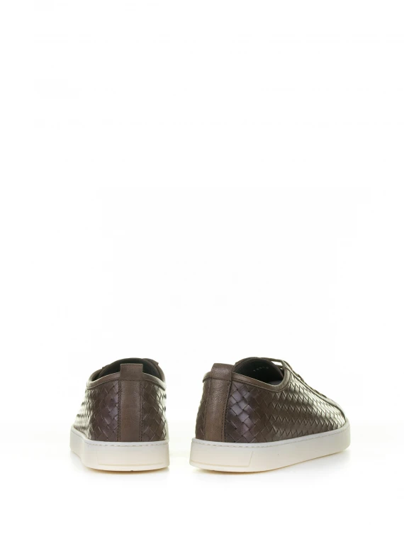 Brown woven leather sneaker