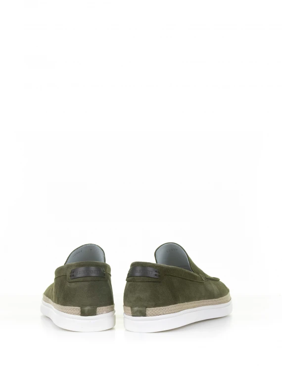 Green suede moccasin