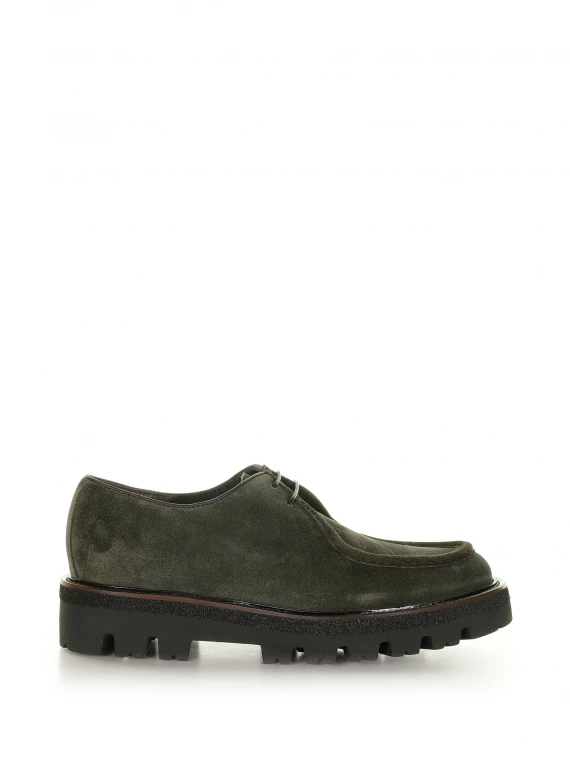 Green suede loafer  with laces