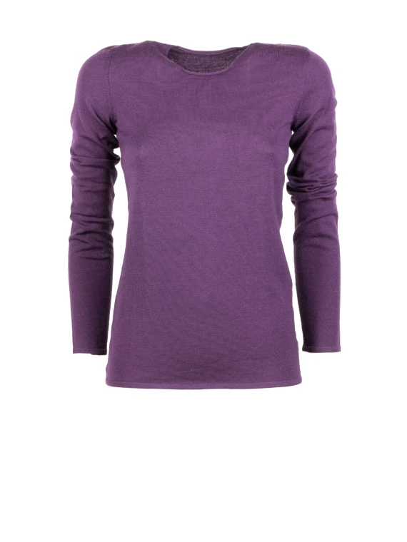 Maglia girocollo prugna donna