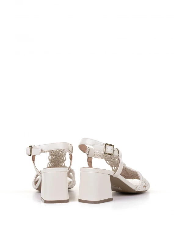 White sandal with strap and heel