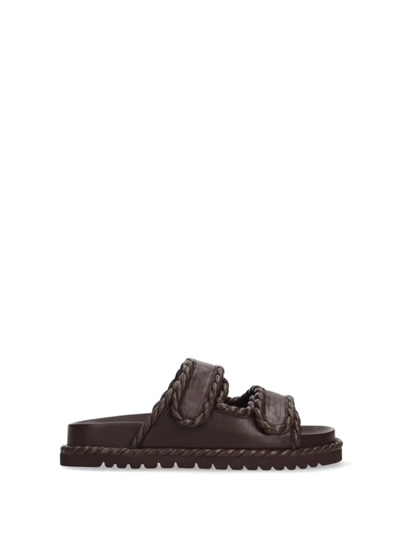 Brown nappa slipper