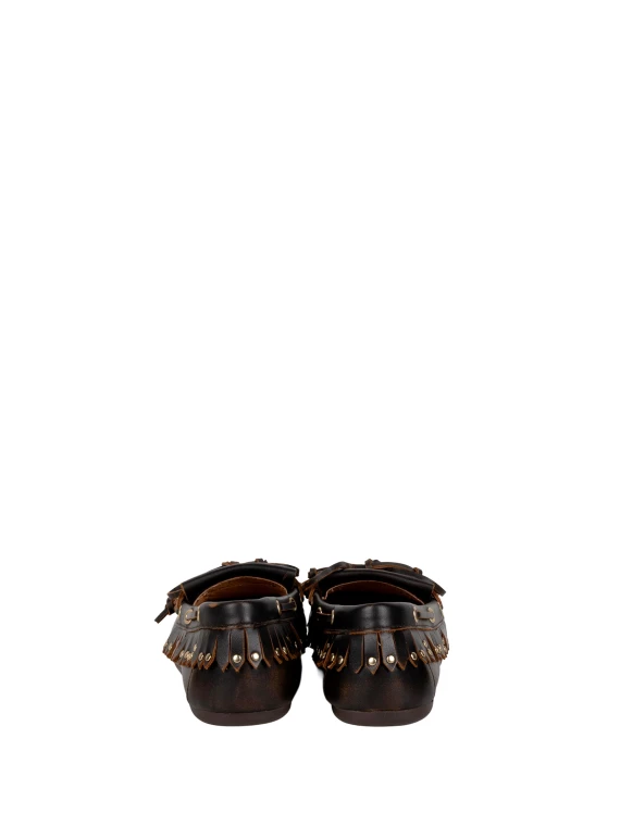 Brown loafers with knot and metal chain Bibilou