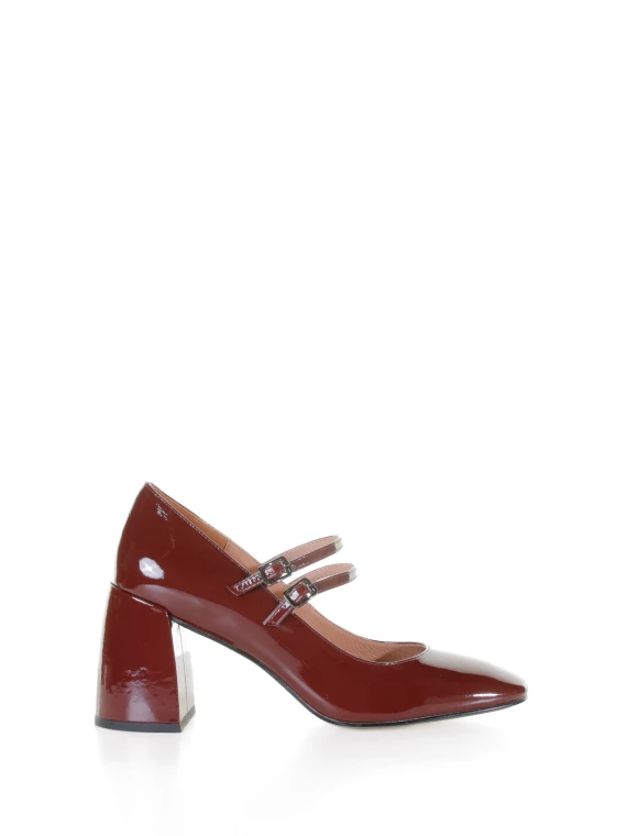 Décolleté cinturino in pelle rosso