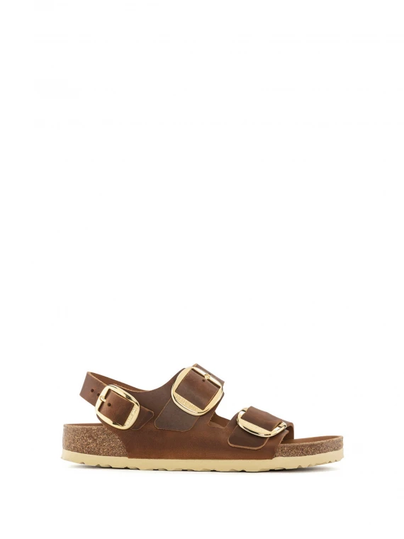 Sandalo Milano Big Buckle in pelle oliata