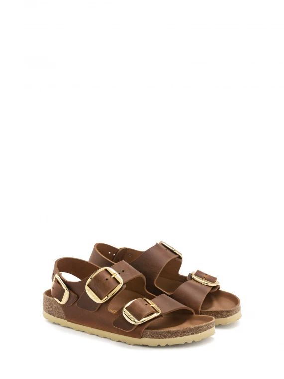 Sandalo Milano Big Buckle in pelle oliata