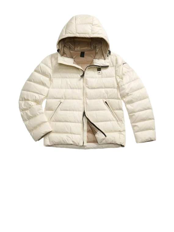 Piumino uomo bianco trapuntato con cappuccio