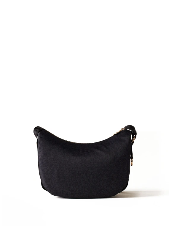 Borsa a tracolla Luna Hobo small in tessuto Op nero