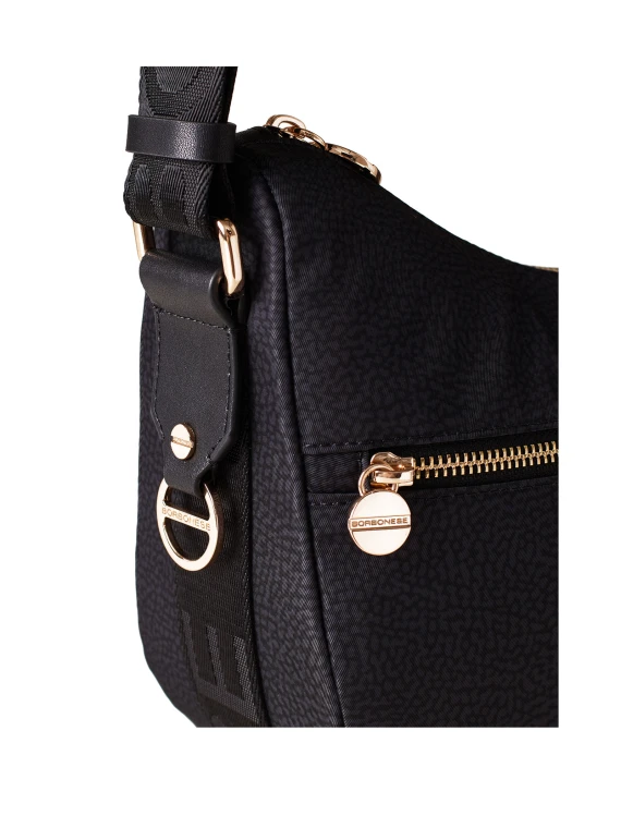 Borsa a tracolla Luna Hobo small in tessuto Op nero