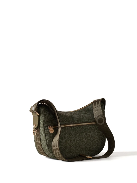 Borsa a tracolla Luna Hobo small in tessuto Op verde militare