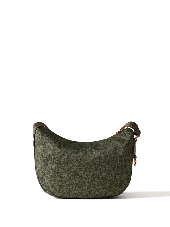 Borsa a tracolla Luna Hobo small in tessuto Op verde militare