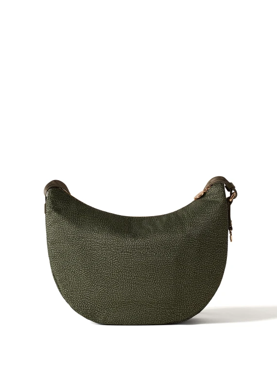 Borsa a tracolla Luna Hobo middle in tessuto Op verde militare