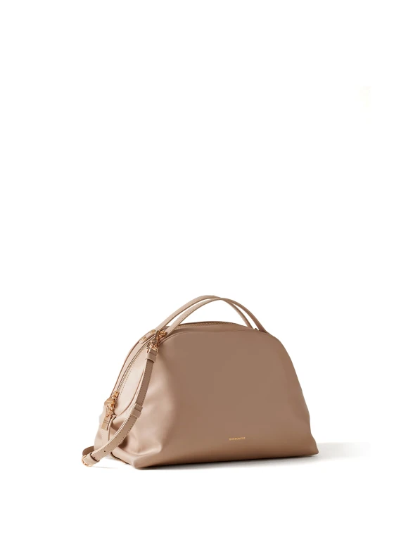 Borsa Bauletto medium beige in pelle con tracolla