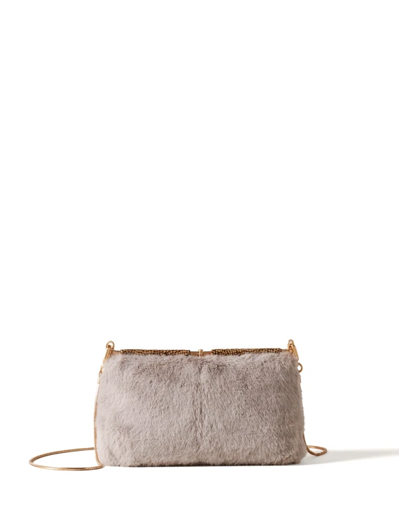 Borsa a tracolla in faux fur