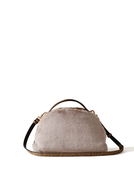 Borsa Bauletto small in faux fur with shoulder strap