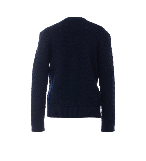 Midnight Blue Intrecciato Cardigan