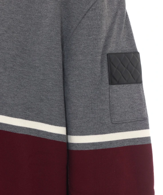 Grey long-sleeved polo with burgundy and white stripes Bottega Veneta