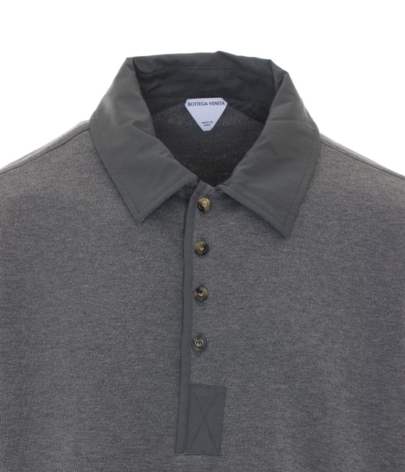 Grey long-sleeved polo with burgundy and white stripes Bottega Veneta