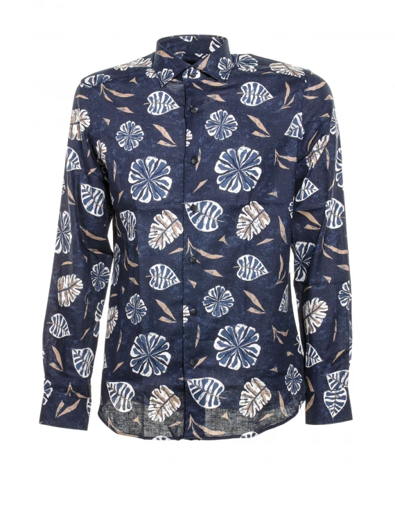 Slim fit shirt with leaves pattern