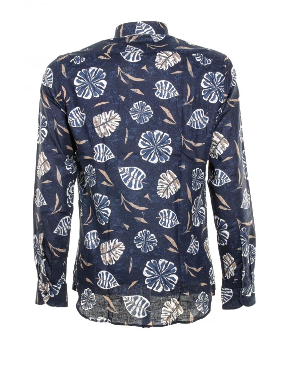 Slim fit shirt with leaves pattern
