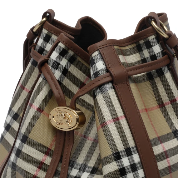 Beige Small Check Bucket Bag