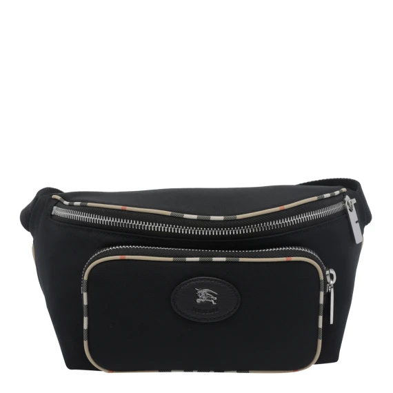 Black Check Motif Belt Bag