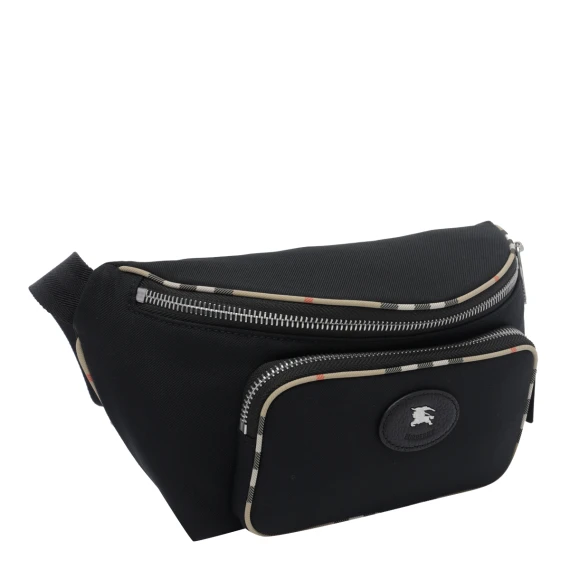 Black Check Motif Belt Bag
