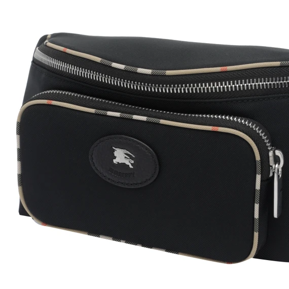 Black Check Motif Belt Bag