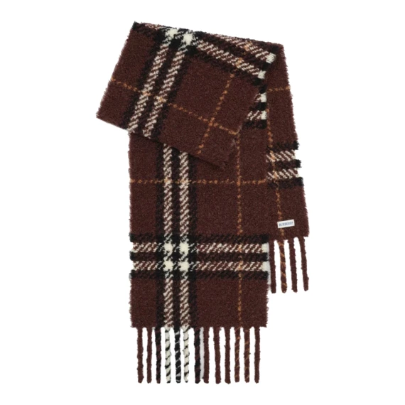 Brown Check Boucle' Scarf BURBERRY