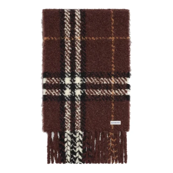 Brown Check Boucle' Scarf BURBERRY
