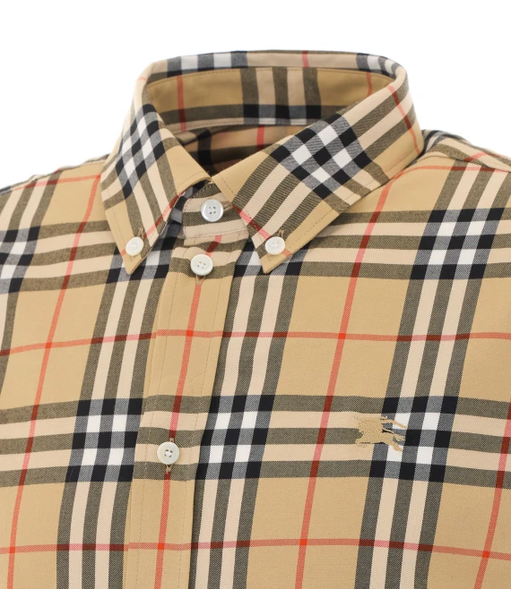Beige Cotton Check Shirt BURBERRY