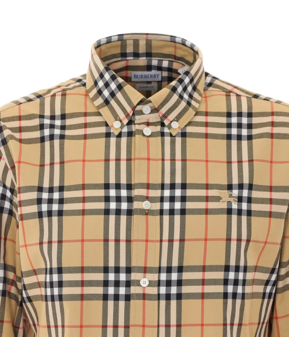 Beige Cotton Check Shirt BURBERRY