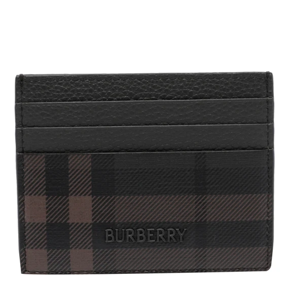 Dark Brown and Black Check Card Case BURBERRY
