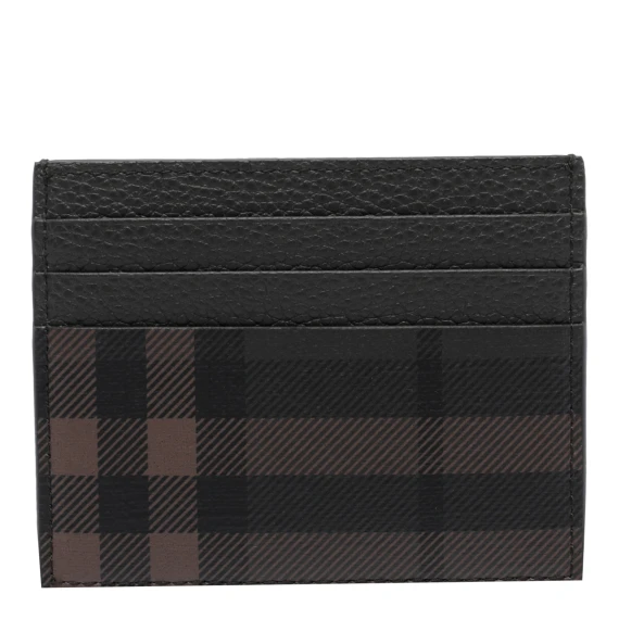 Dark Brown and Black Check Card Case BURBERRY
