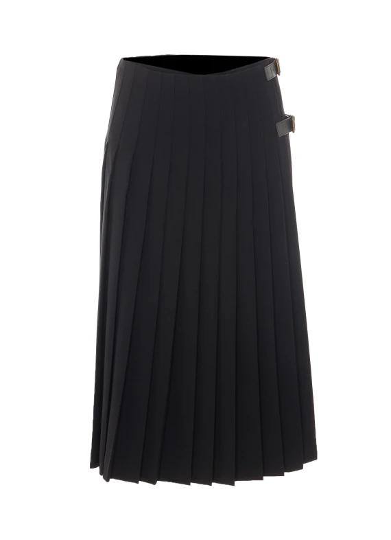 Black pleated midi kilt skirt BURBERRY