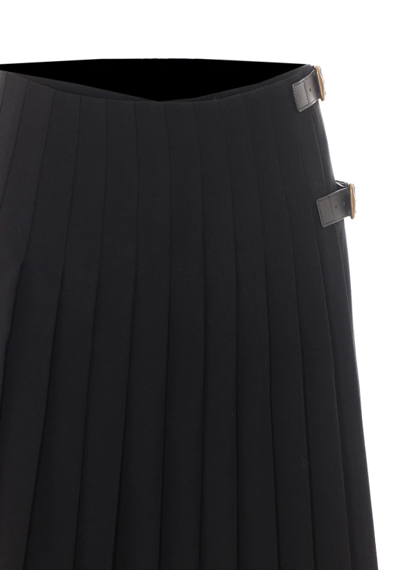 Black pleated midi kilt skirt BURBERRY