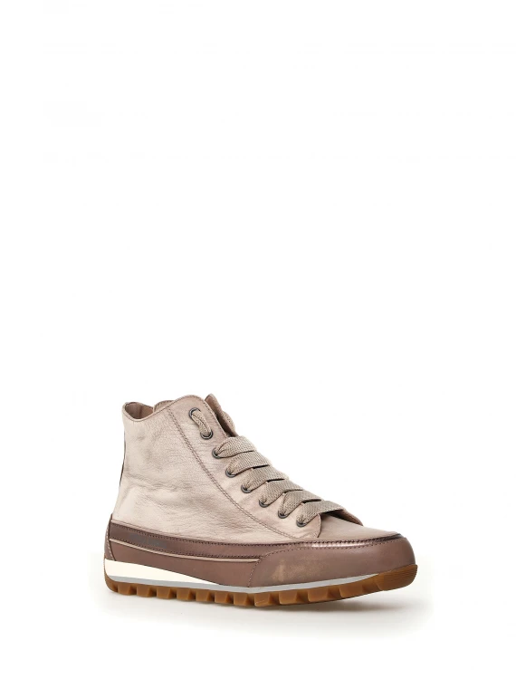 Sneaker alta beige in nappa